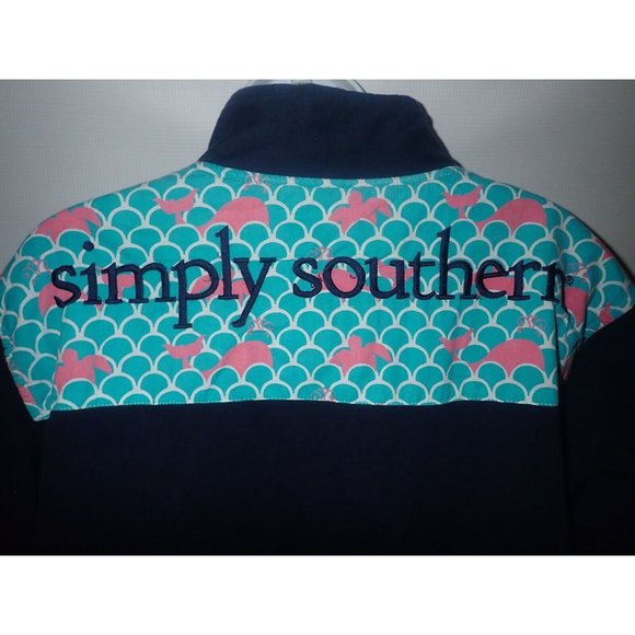 Simply Southern Women’s Size L Long Sleeve 1/4 Zip Sweatshirt Elbow Patch Preppy - Picture 6 of 9